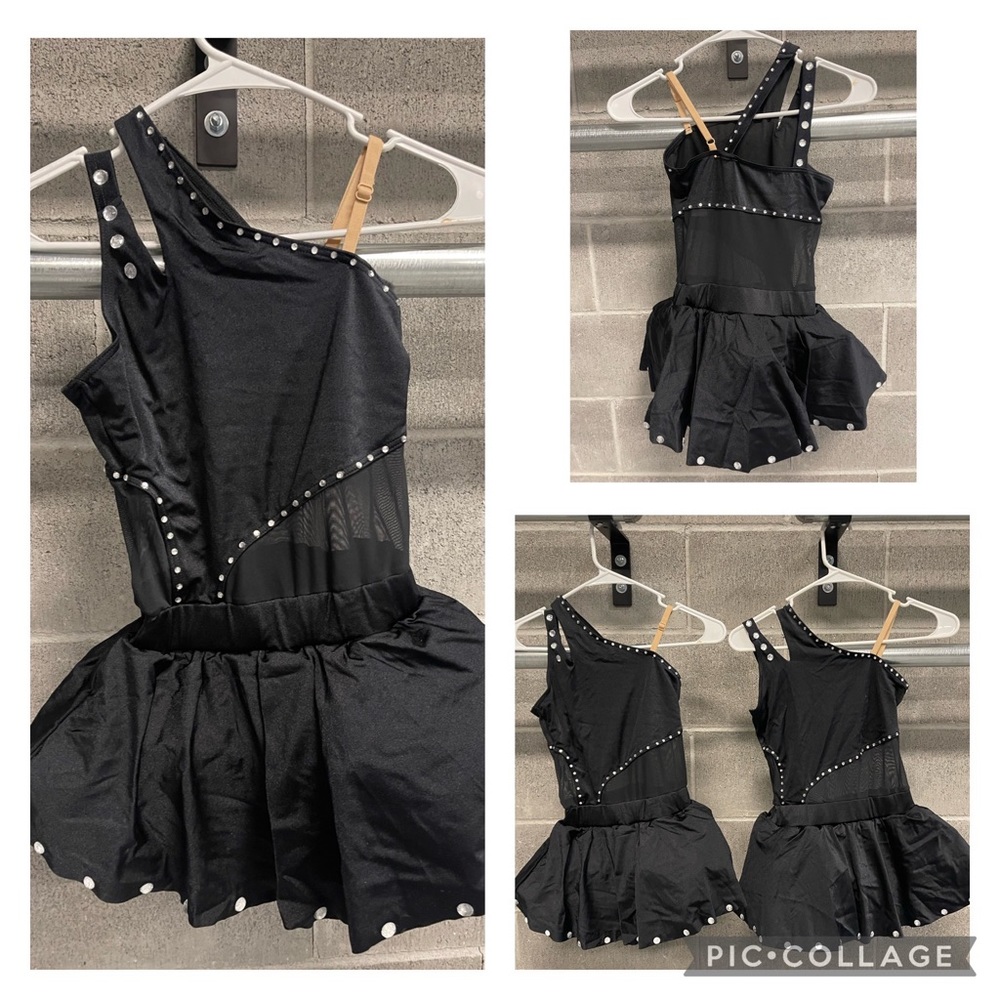 Black Duet dress/Skirt (sold as a pair)added rhinestone gems -both Large child